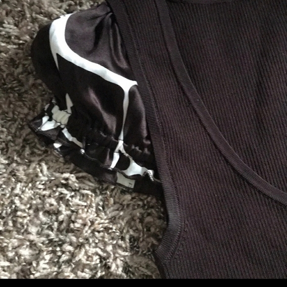 Bebe Brown White Cow Animal Print Dress  Juniors Large L Short Sleeve Satiny EUC - Picture 3 of 7